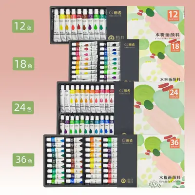 Öğrenciler, yeni başlayanlar, resim yapma, çocuklar için yıkanabilir guaj boyama toptan satış, Painter 5/12ml guaj boya seti