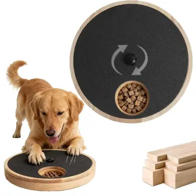 Wooden Cat Scratcher Board with Rotatable Nail File and Dog Slow Feeder - 6
