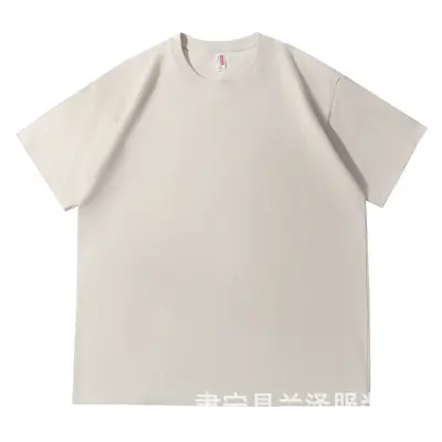 Schweres Gewicht 230g Baumwolljersey einfach tiefer Schulterschnitt Kurzarm Herren- und Damen-Casual-Vielseitig einfarbig T-Shirt Doppel-Tops Sommer - 8