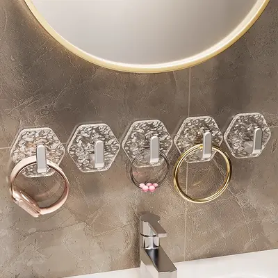 Şeffaf güçlü yapışkanlı duvar kancası, delinmeden kullanım, banyo için