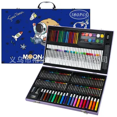 128-piece children's art set, watercolor markers, complete supplies - 9
