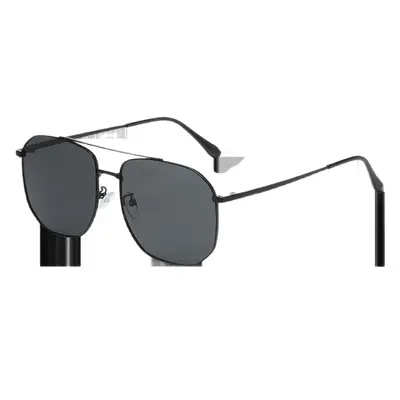 Square Double-Bridge Metal Polarized Sunglasses, Retro Style - 6
