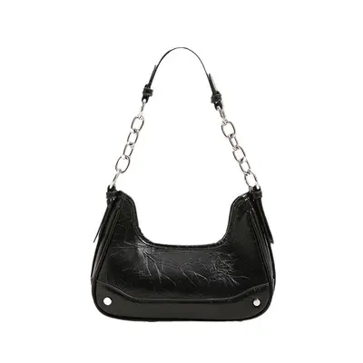 Damen-Achseltasche mit Silberkette, Schultertasche - 6