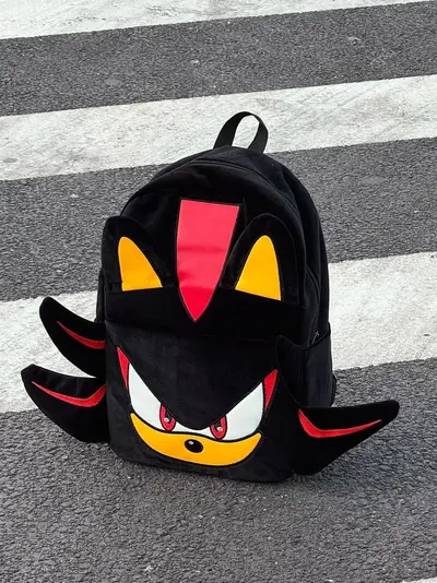 Black Plush Backpack for Middle School and Travel - 3