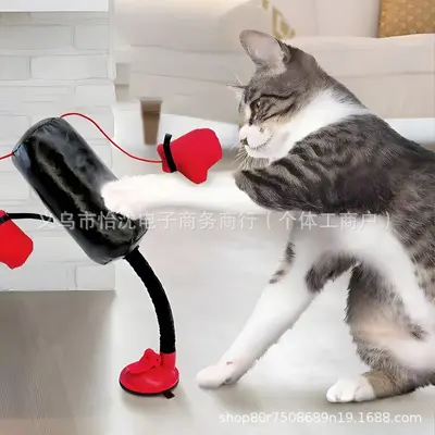 Kedi Boks Standı ve Boks Oyuncağı Çok Fonksiyonlu Etkileşimli Kedi Oltası - 2