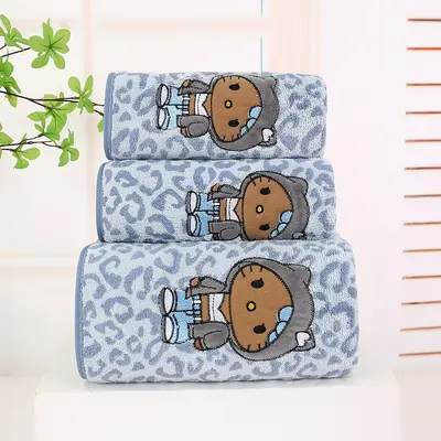 Leopar desenli mercan havlu çocuk saç kurutma seti - 8