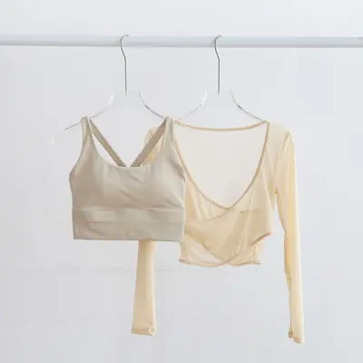 Yoga-Hose mit hohem Bund, Langarmshirt, 3-teiliges Set - 12