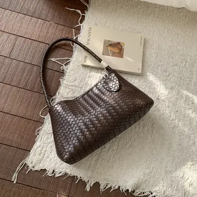 Candy Color Woven Pattern Women's Handbag and Crossbody Bag - 11