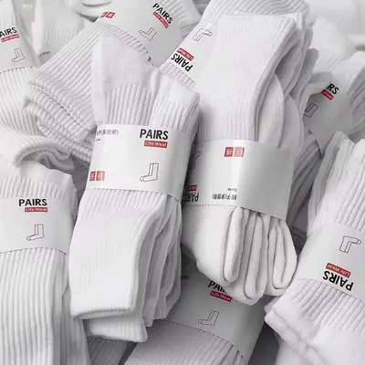 Zhuji Men's Mid-High Tube Socks Black White Solid Color Cotton Socks Spring Summer Breathable Deodorant Sweat-Absorbent Men's Sports Socks Towel Bottom