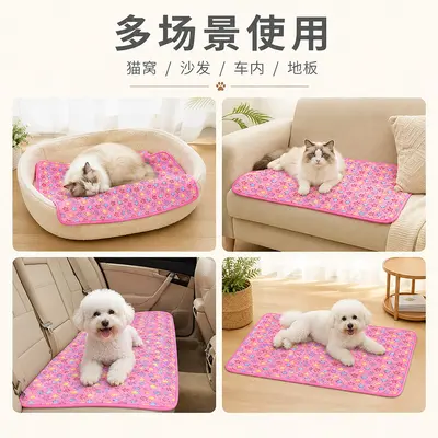 宠物秋冬季毛毯耐咬剪脚印窝垫珊瑚绒猫咪保暖批发宠物垫跨境爆款