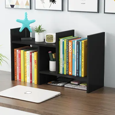 Multi-Tier Desktop Bookshelf Organizer Standing Book Stand