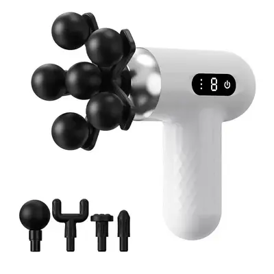 Mini-Massagepistole mit 6 Aufsätzen, Hochfrequenz-Muskelmassagegerät