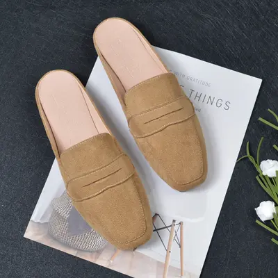 Women's Flat Half Slippers with Square Toe, Casual Mules Shoes, Plus Size 41-44 - 7