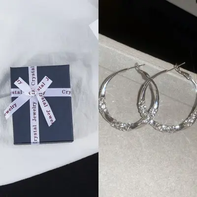 Silbernadel hochwertige gebogene Diamant-Ohrringe, Internet-Star-Stil Ohrringe, europäischer und amerikanischer neuer Stil hochwertige Ohrringe Großhandel - 9