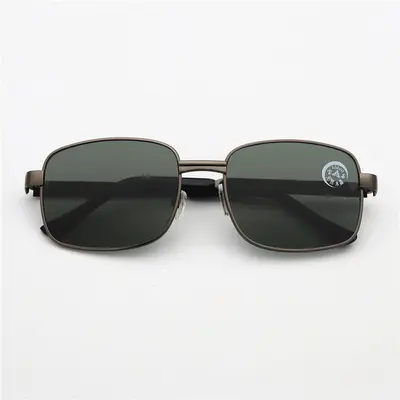 Large Square Sunglasses, Crystal Flat Lens, Full Metal Frame - 7