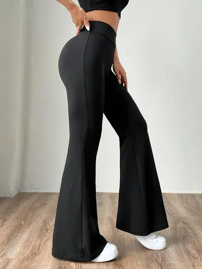 High-Waisted Yoga Flare Pants, Stretchy Tummy-Control - 4