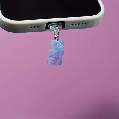Mobile Phone Dust Plug Gradient Color Teddy Bear Mobile Phone Dust Plug ABS Material Compatible/Type-C Interface - Run - 4