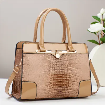 Crocodile Pattern Women's Crossbody Bag, Casual Mom Bag - 4