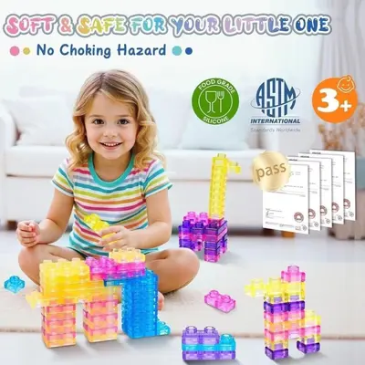 Squishy Jelly Building Blocks, Soft Rubber Stacking Blocks Toy
