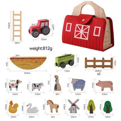 Pädagogische Formenstapel-Spielzeuge für Kinder, kognitive Musikstation für Kleinkinder, Holztier-Spielhaus mit Bausteinen, Montessori-Spielzeuge - 8