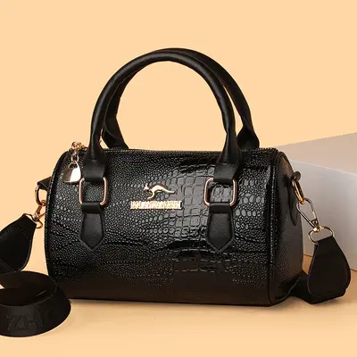 Timsah Desenli Kadın Omuz ve Çapraz Askılı Moda Çantası, Tek Omuz Askılı Yeni Model - 4