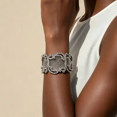ZA metallic mesh bracelet, color-block design