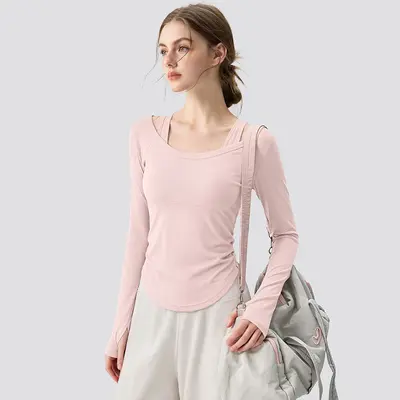 Yoga Set Kadın Sonbahar, İki Parça, Göğüs Pedi, Açık Omuz Üst, Pilates - 7