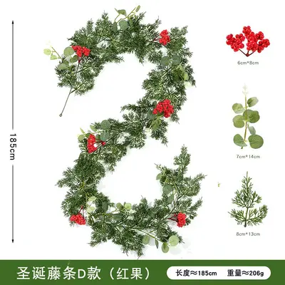 Christmas Garland Party Decoration, 2 m Artificial Pine Needle Greenery - 8