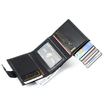 Large Capacity Men's Card Holder with Automatic Pop-Up Card Slots - 1
