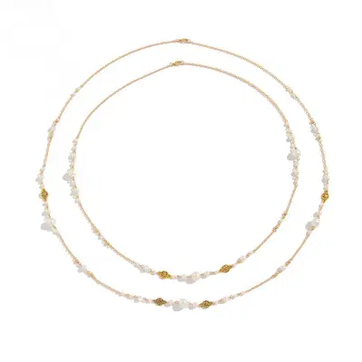 Cross-border artificial pearl-layered long necklace accessories from Europe and America, vintage ethnic style chain for women, lightweight luxury and premium feel.