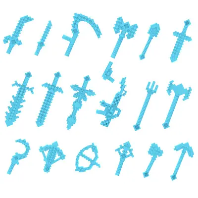 Building Block Weapon and Figure Accessory Set, 8 Colors, Small Parts - 7
