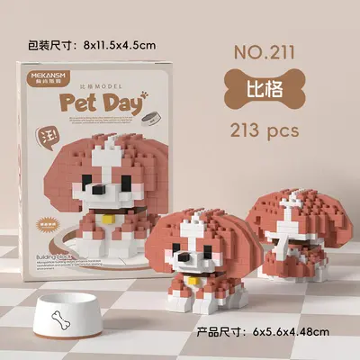 Lego Compatible Cat and Dog Building Block Set, Educational for Kids - 10