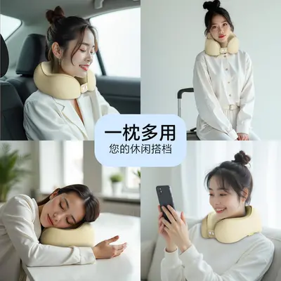 Memory foam U-shaped travel pillow for neck support