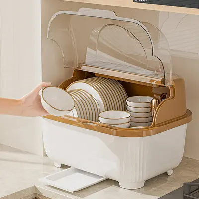 Kitchen storage box large capacity with draining rack - 4