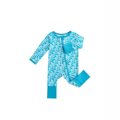 Baby-Strampler aus Bambusfaser, langarm, Reißverschluss, Cartoon-Print