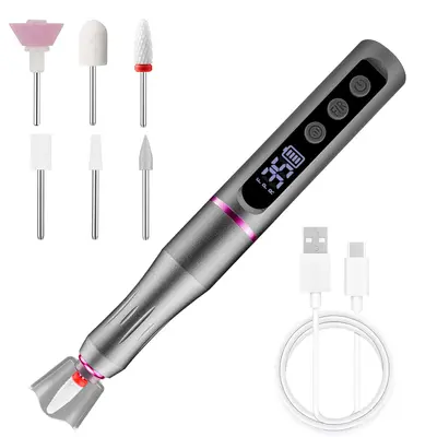 Electric Nail Drill Manicure Pedicure Tool Set Portable Rechargeable Nail File Grinder - 11