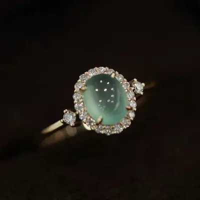 Grüner Chalcedon-Ring für Damen, Vintage-Design - 2