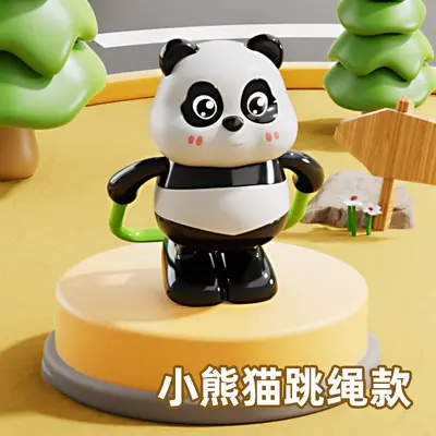 Dönen Panda Atlama İpi, Çin Tarzı Yaylı Panda Figürü, Erken Eğitim Oyuncağı - 9
