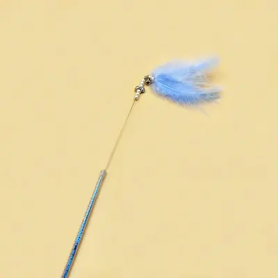 Fairy Cat Teaser Wand with Bell and Feather, Long Handle, Chew-Resistant - 12