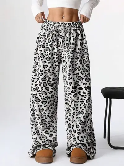 Leopard Print Long Wide-Leg Casual Pants - 11