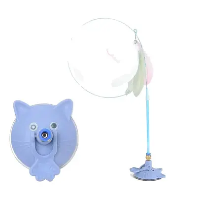 Cat Face Suction Cup Feather Teaser Wand with Bell, Durable - 6