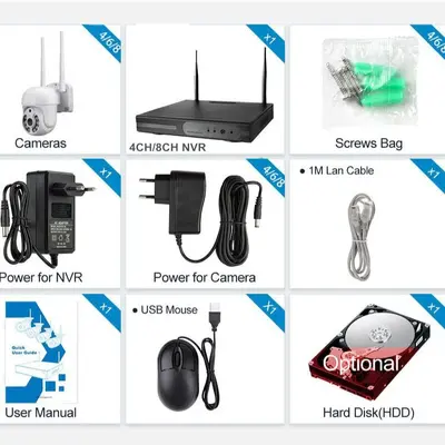 Kablosuz wifi PTZ CCTV Kamera Kiti kablosuz dome güvenlik kamera seti