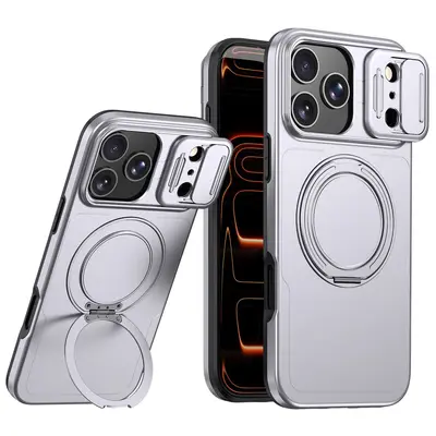 iPhone 18 Pro Case with 2-in-1 Sliding Lens and 360° Stand - 9