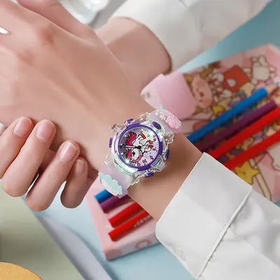 Kinderuhr aus Quarz mit 3D-Silikonband, niedliches Hundedesign