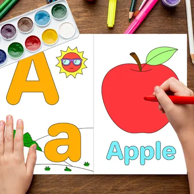 İngilizce Alfabe ve Kelime Boyama Kitabı 3-6 Yaş Çocuklar İçin