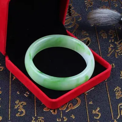 Tianshan emerald jade bangle, ice glutinous type, floating flower pattern - 9