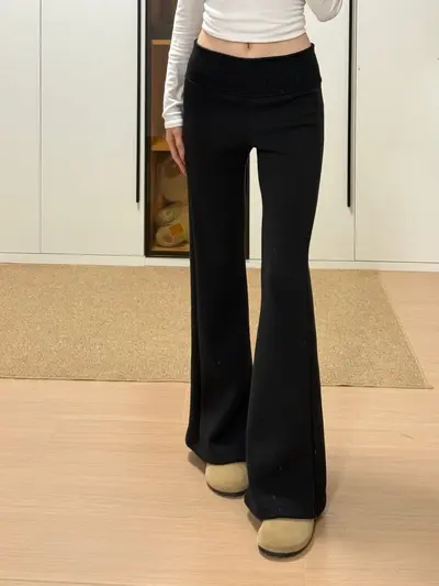 Women's Fleece-Lined High-Waist Flared Yoga Pants - 2