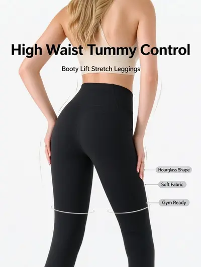 High-Waist Peach Hip Long Yoga Pants, Stretch Sports Leggings