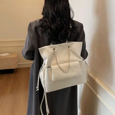 Women's Backpack, Large Capacity, Oily Leather Look - 5