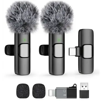 Беспроводной петличный микрофон K8K9, с накопителем, для живых трансляций с мобильного телефона, для ведущих, радиомикрофон, интеллектуальное шумоподавление, чистая запись